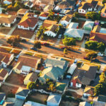 Aerial view of of a residential neighborhood