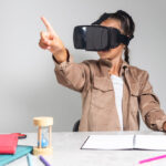 girl with virtual reality headset education
